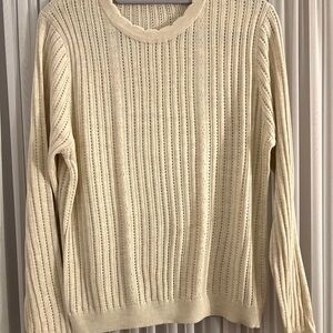Elegant Cream Knit Women's Sweater